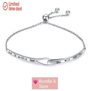 Sterling Silver Adjustable Infinity Bracelet Engraved Inspirational Gift